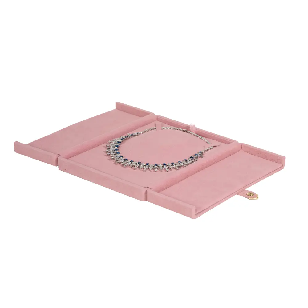 necklace jewelry box pink open angle view with jewellery BXN83PI
