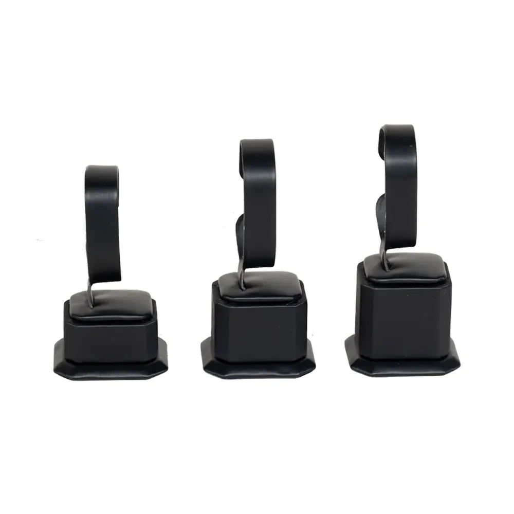 Bangle Stand leatherette 3set black front view BS89