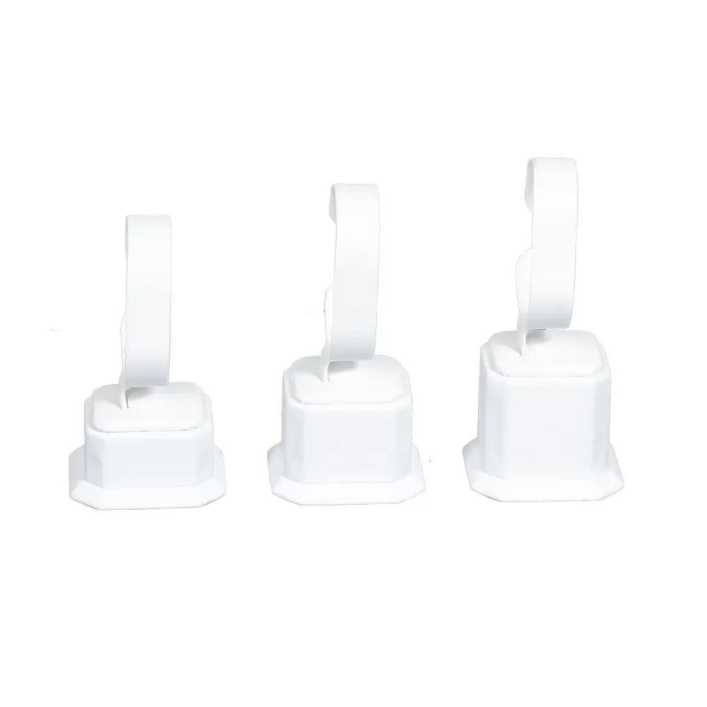 Bangle Stand leatherette 3set white front view BS89