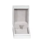 Necklace Packaging leather look paper white small open front view BXP84