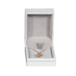 Necklace Packaging leather look paper white small open front view with necklace BXP84
