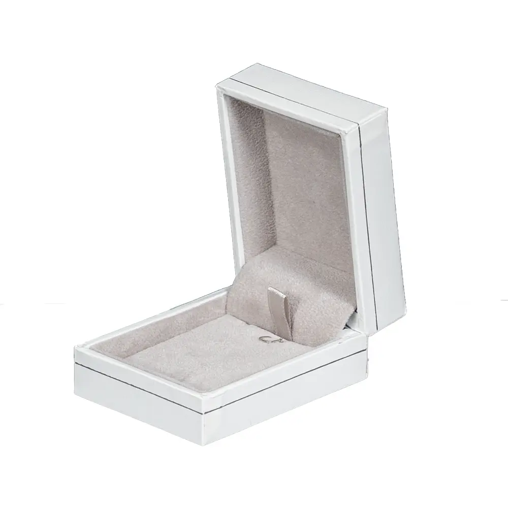 Necklace Packaging leather look paper white samll open side view BXP84