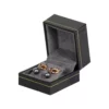 Small-Earring-Box-leather-look-paper-black-open--side-view-with-earring-BXE84 Small Earring Box leather look paper black open side view with earring BXE84