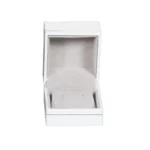 Small Earring Box leather look paper white open front view BXE84