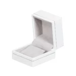 Small Earring Box leather look paper white open side view BXE84