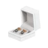 Small-Earring-Box-leather-look-paper-white-open--side-view-with-earring-BXE84 Small Earring Box leather look paper white open side view with earring BXE84