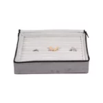Large Travel Ring Case velvet open front view with jewellery ZTRR80DGGR