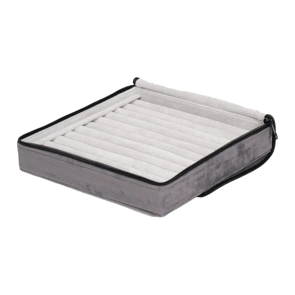Large Travel Ring Case velvet open side view ZTRR80DGGR