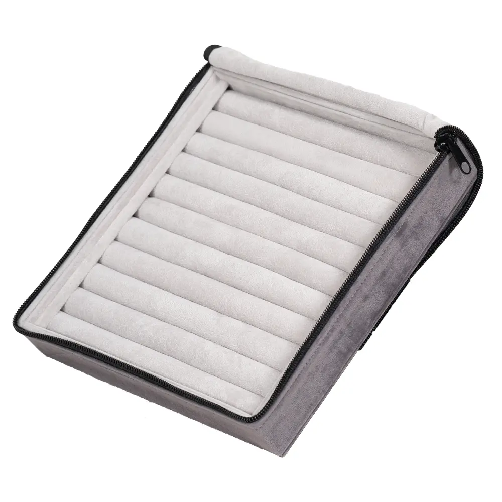 Large Travel Ring Case velvet open stand side view ZTRR80DGGR