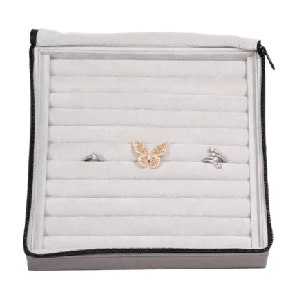 Large Travel Ring Case velvet open stand with jewellery ZTRR80DGGR