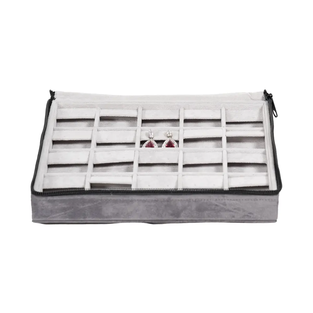 Large Travel earring Case velvet open front with jewellery ZTRE80DGDR