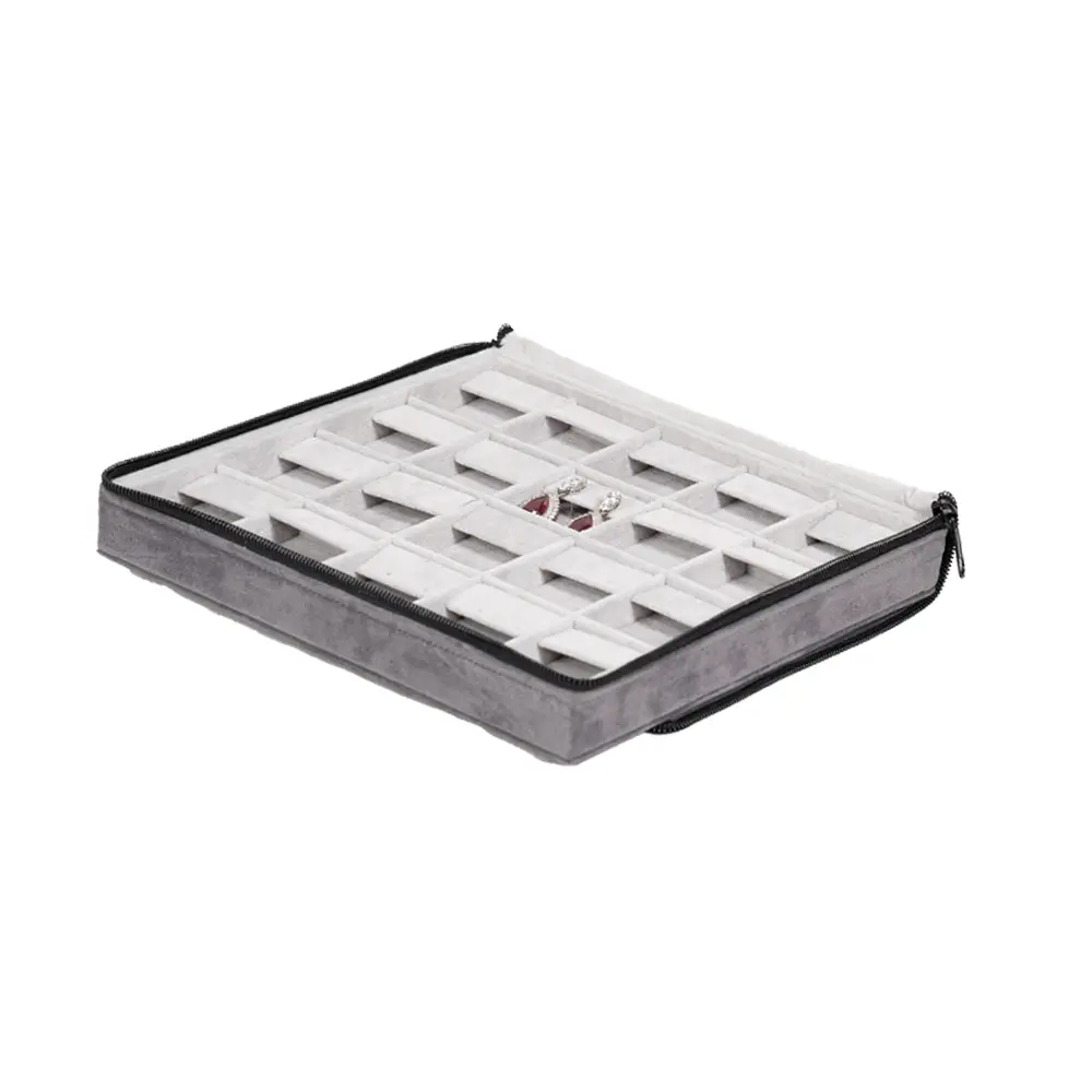 Large Travel earring Case velvet open side with jewellery ZTRE80DGDR