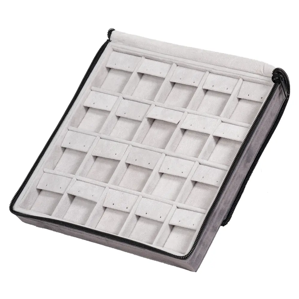 Large Travel earring Case velvet open stand side view ZTRE80DGDR