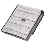 Large Travel earring Case velvet open stand side view with jewellery ZTRE80DGDR