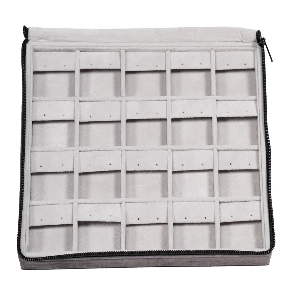 Large Travel earring Case velvet open stand view ZTRE80DGDR