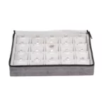 Large Travel necklace Case velvet open front view with jewellery ZTRP80DGDR