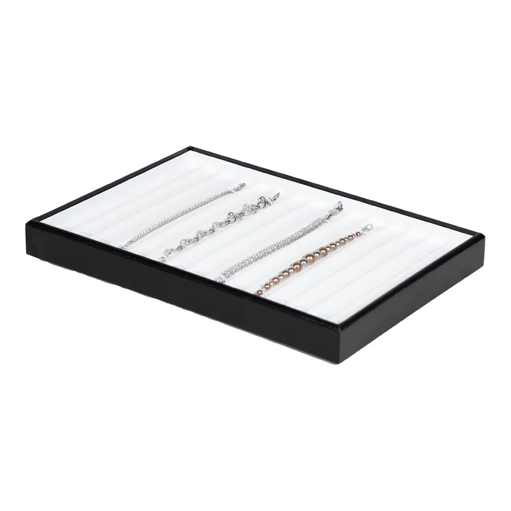 bracelet display tray leathertte angle view with bracelet TRB81