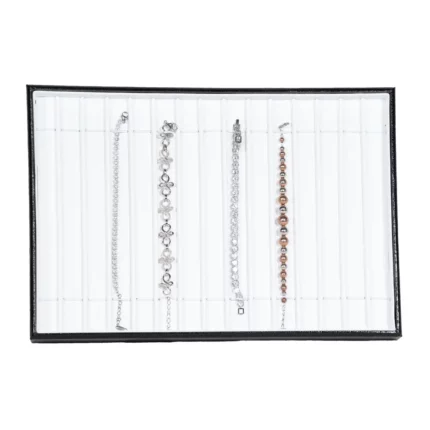 bracelet display tray leathertte top view with bracelet TRB81
