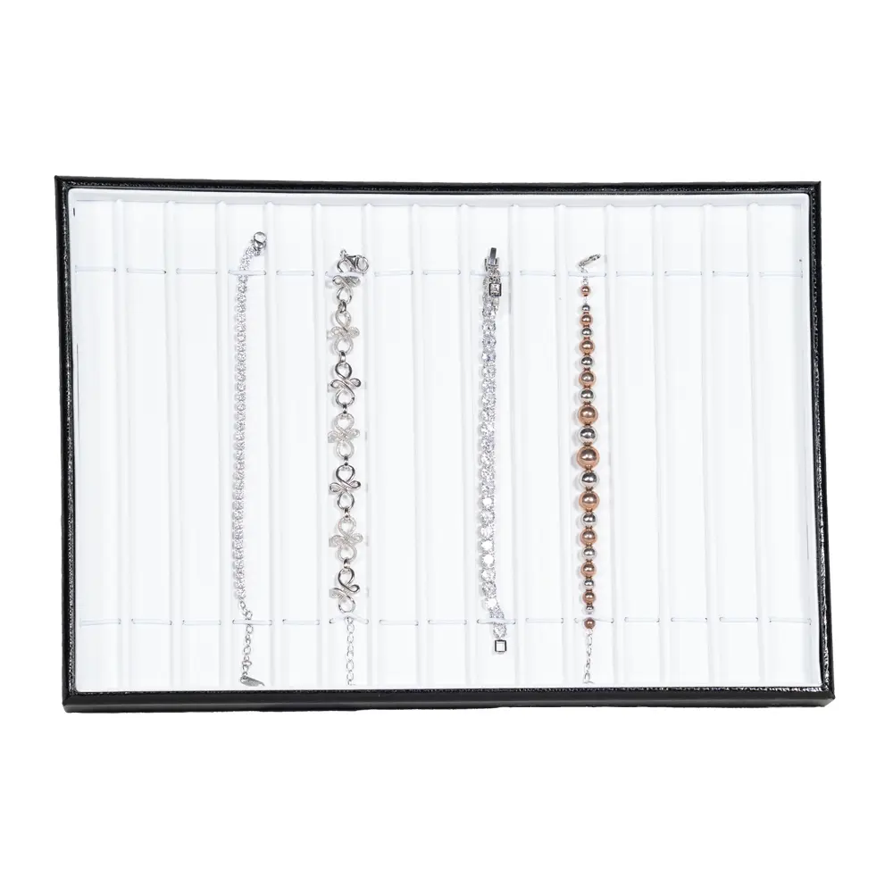 bracelet display tray leathertte top view with bracelet TRB81