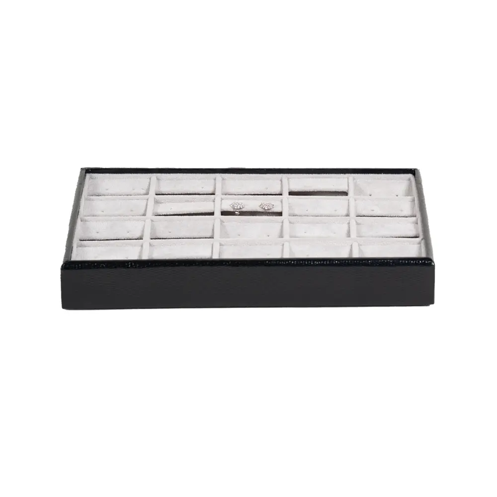 earring display tray small front view with jewellery TRE82BLGR