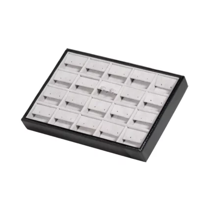 earring display tray small stand side view with jewellery TRE82BLGR