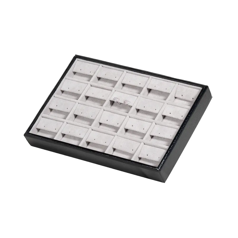 earring display tray small stand side view with jewellery TRE82BLGR