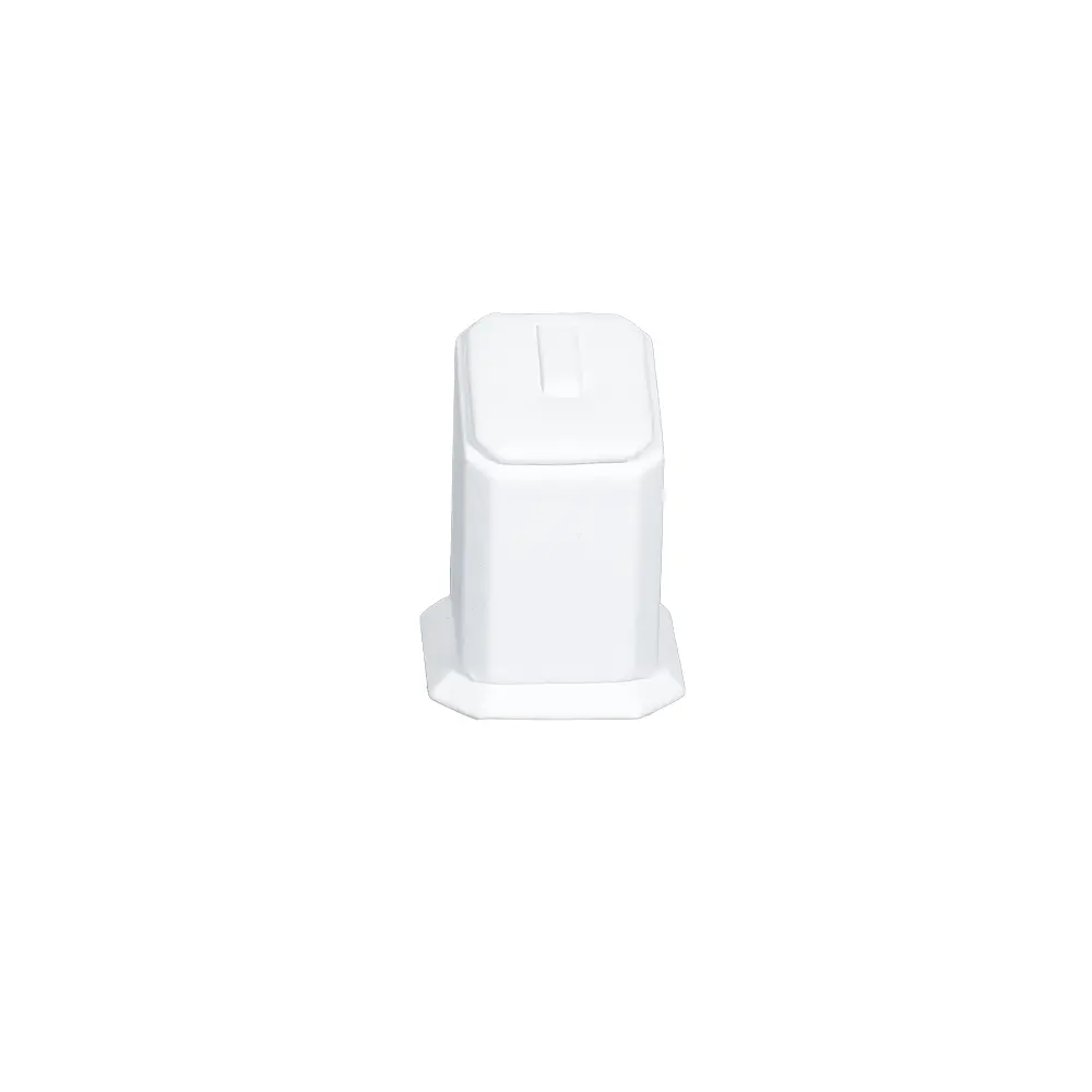 jewellery display holder ring 3in1 leatherette medium size white front view RS82LMS