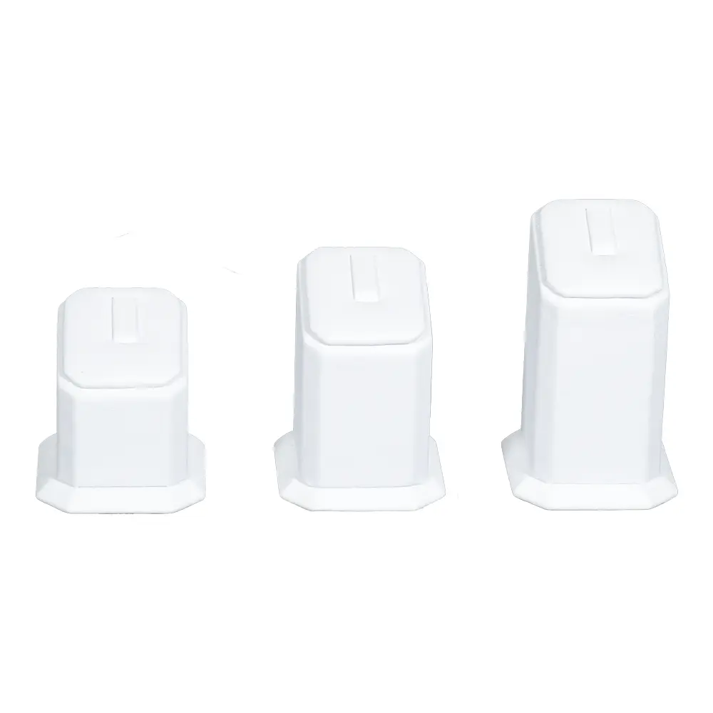 jewellery display holder ring 3in1 leatherette white front view 01 RS82LMS