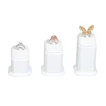 jewellery display holder ring 3in1 leatherette white front view with jewellery 02 RS82LMS