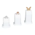 jewellery display holder ring 3in1 leatherette white front view with jewellery RS82LMS