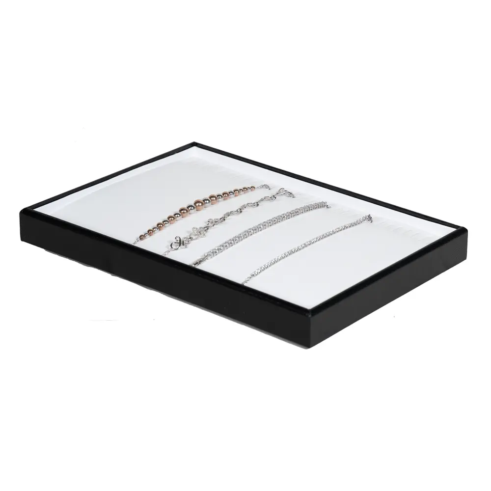 leatherette Stackable jewellery tray bracelet tray angle view with bracelet TRB81