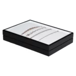 leatherette Stackable jewellery tray bracelet tray angle view with bracelet two TRB81
