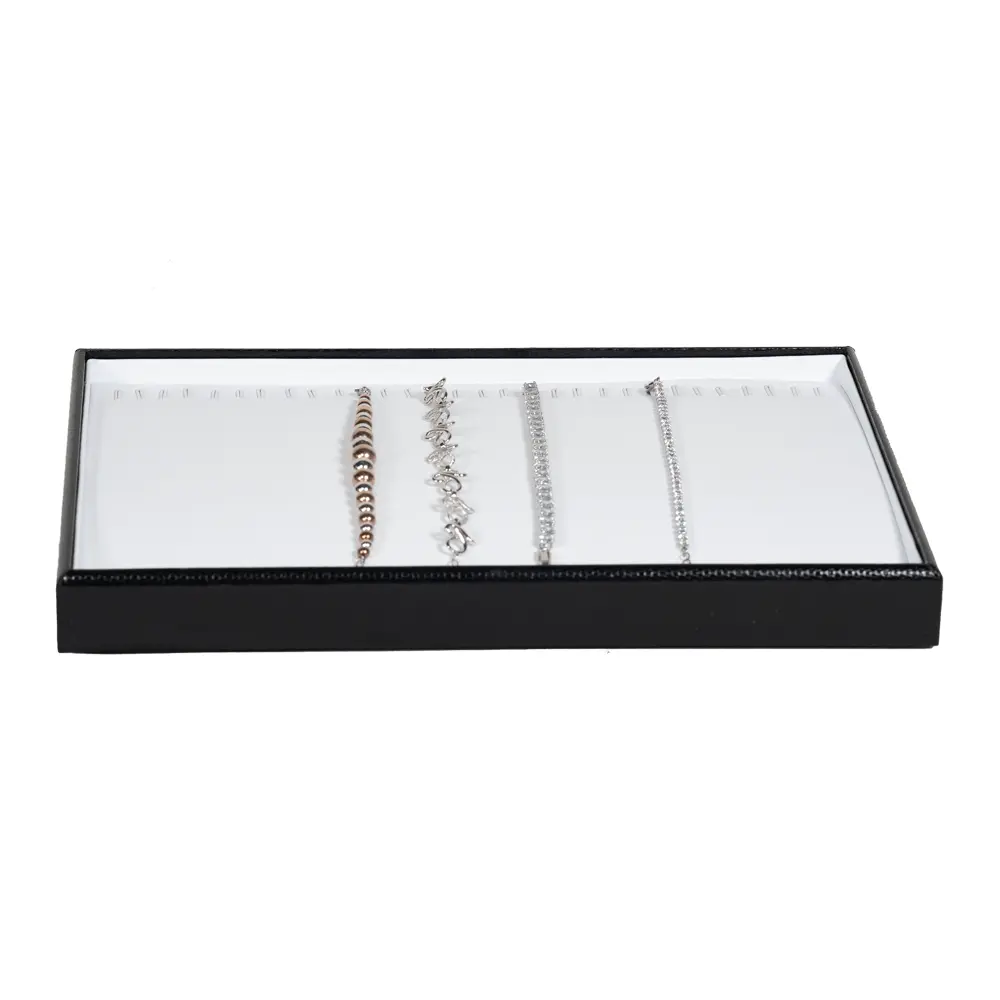 leatherette Stackable jewellery tray bracelet tray side view with bracelet TRB81