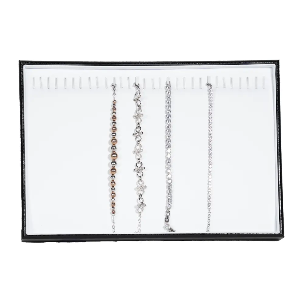 leatherette Stackable jewellery tray bracelet tray top view with bracelet TRB81