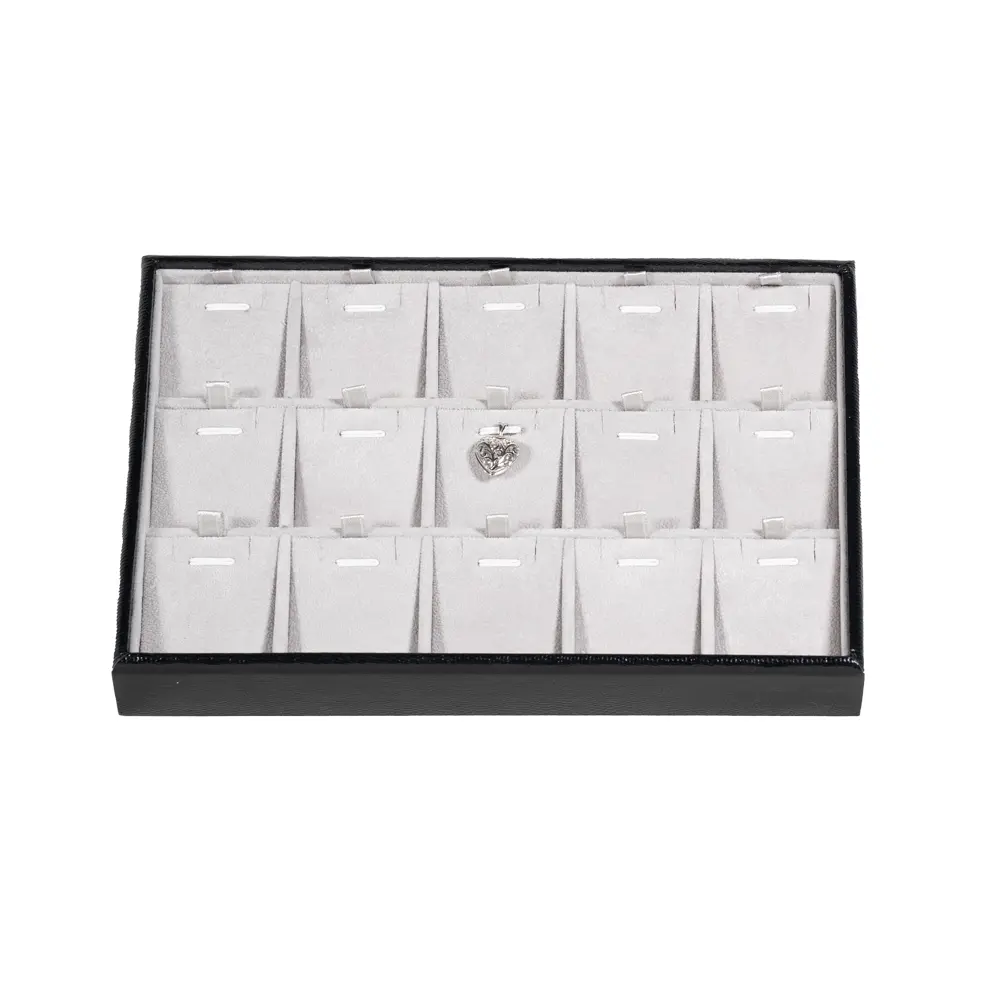 necklace display tray small side front view with jewellery TRP88BLGR