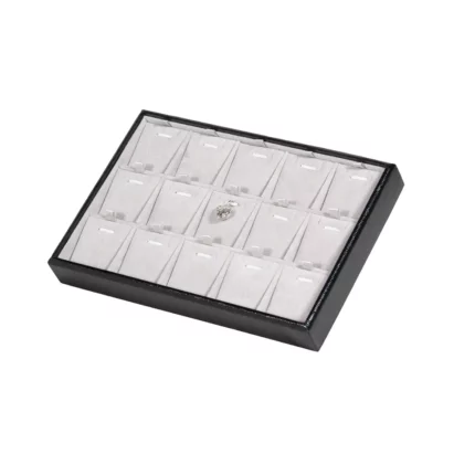 necklace display tray small stand side view with jewellery TRP88BLGR 2