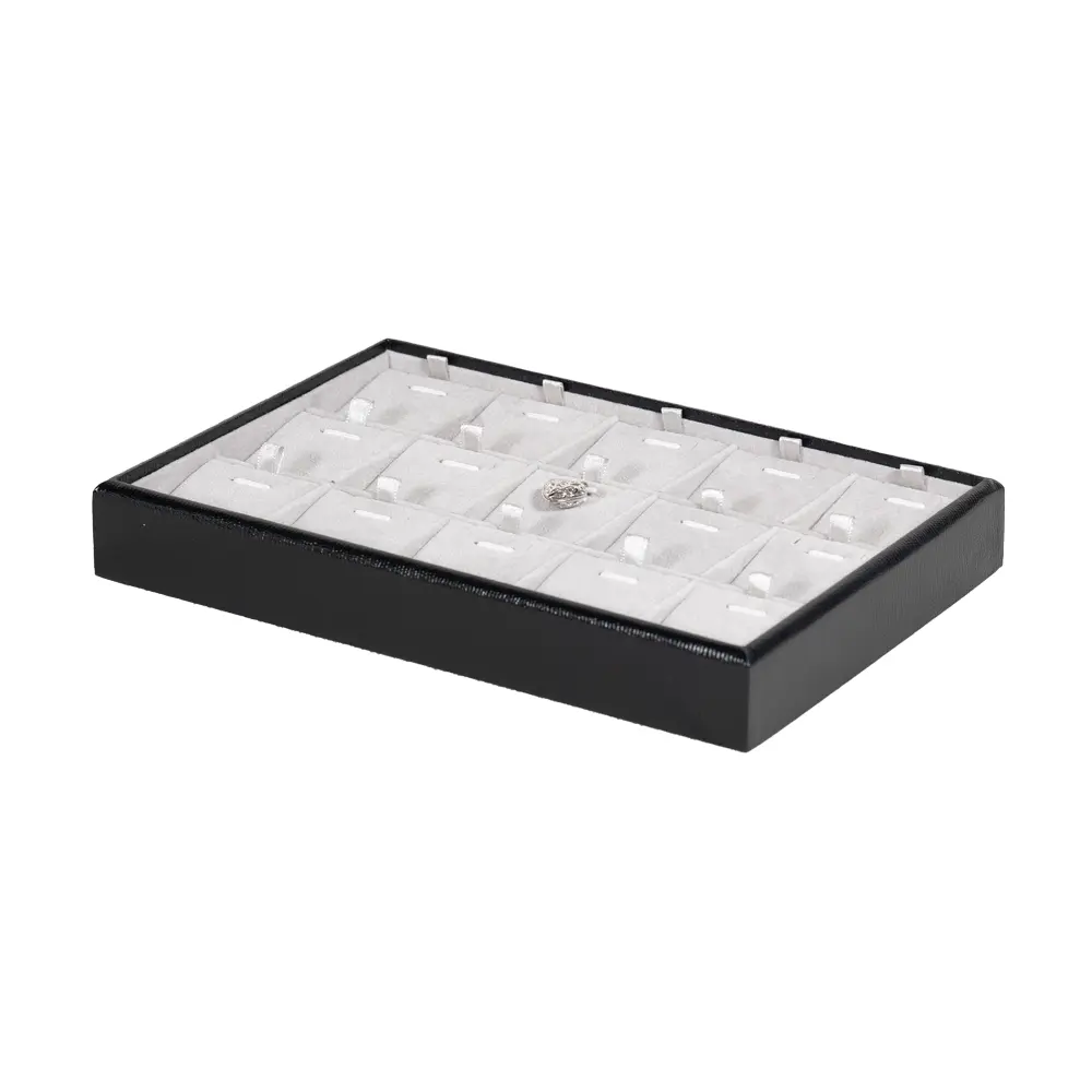 necklace display tray small stand side view with jewellery TRP88BLGR