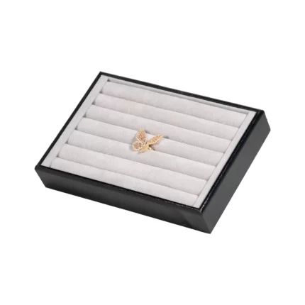 ring display tray small stand side view-with-jewellery-TRR88BLGR
