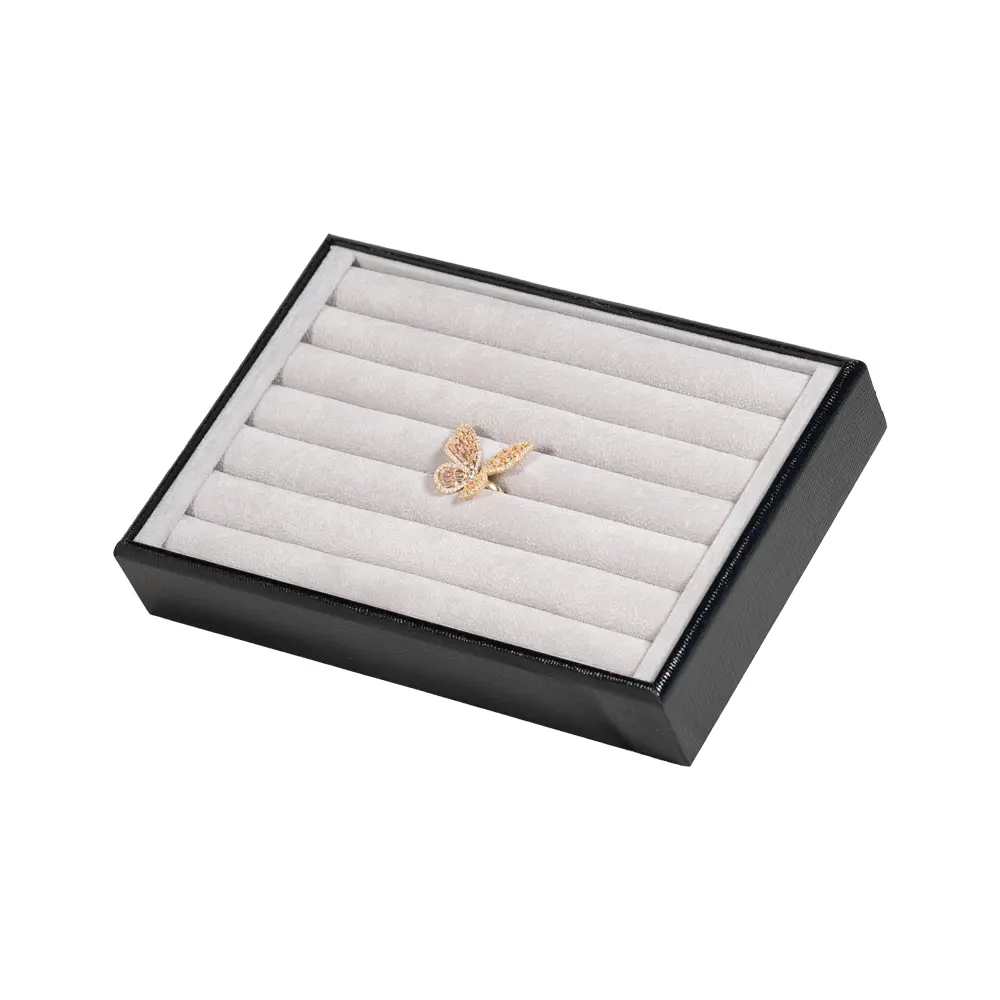 ring-display-tray-small-stand-side-view-with-jewellery-TRR88BLGR ring display tray small stand side view-with-jewellery-TRR88BLGR