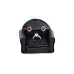 ring earring holder leatherette black front view with jewellery RES80S