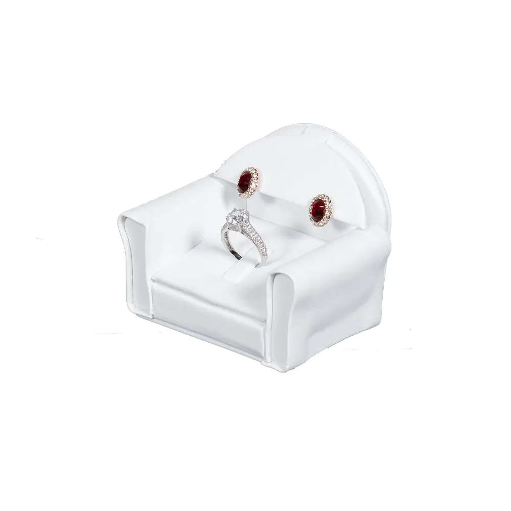 ring-earring-holder-leatherette-white-angle-view-with-jewellery-R&ES80S ring earring holder leatherette white angle view with jewellery RES80S