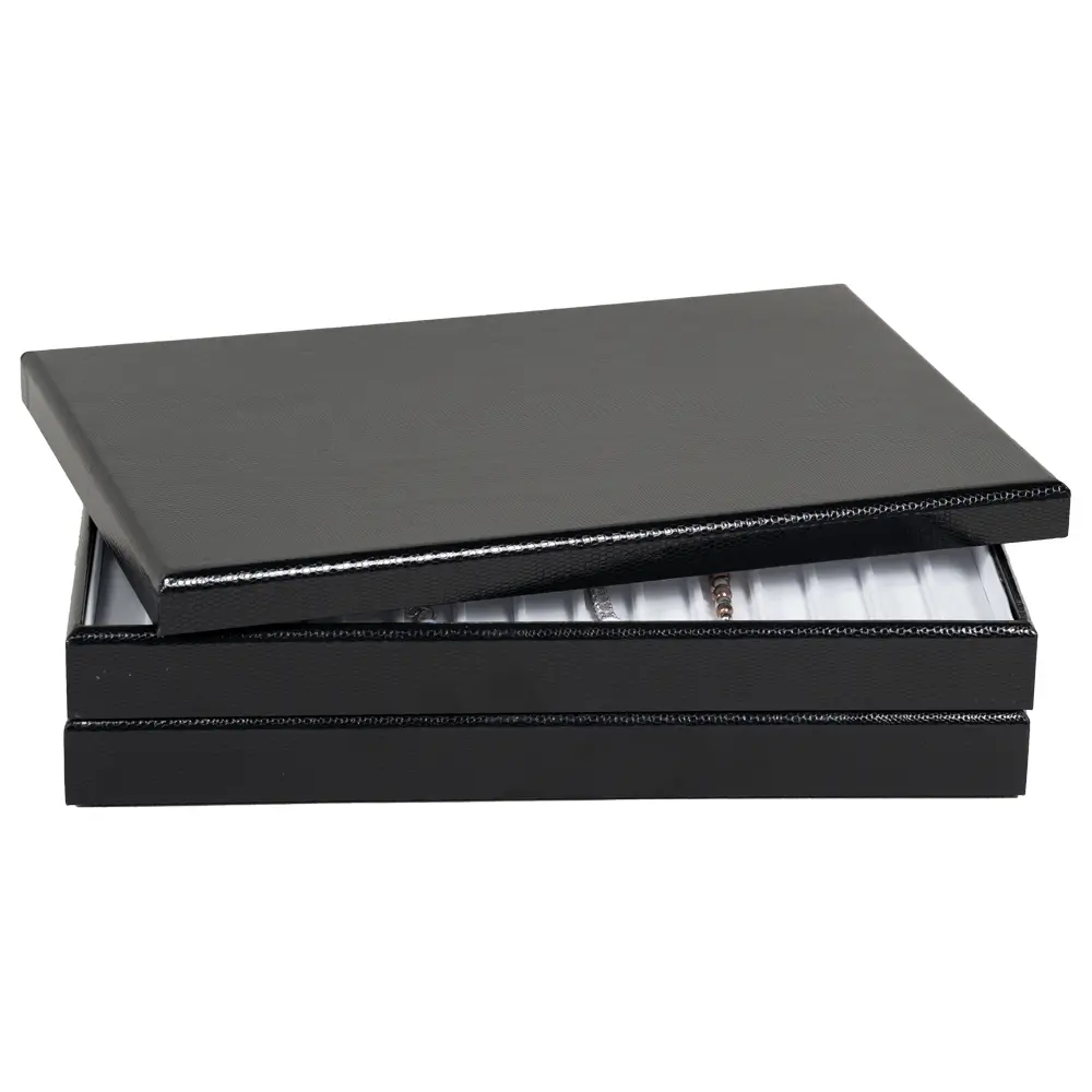 stackable jewellery tray cover open front view 2level TC80