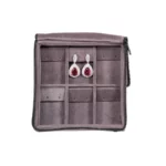 travel earring organiser velvet stand front view with jewellery ZTRE82-DGIG