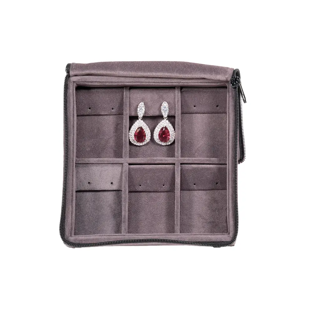 travel earring organiser velvet stand front view with jewellery ZTRE82-DGIG