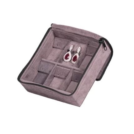 travel earring organiser velvet stand side view with jewellery ZTRE82-DGIG