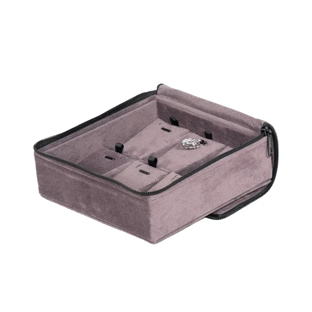 travel necklace organiser velvet open angle view with jewellery ZTRP82-DGIG