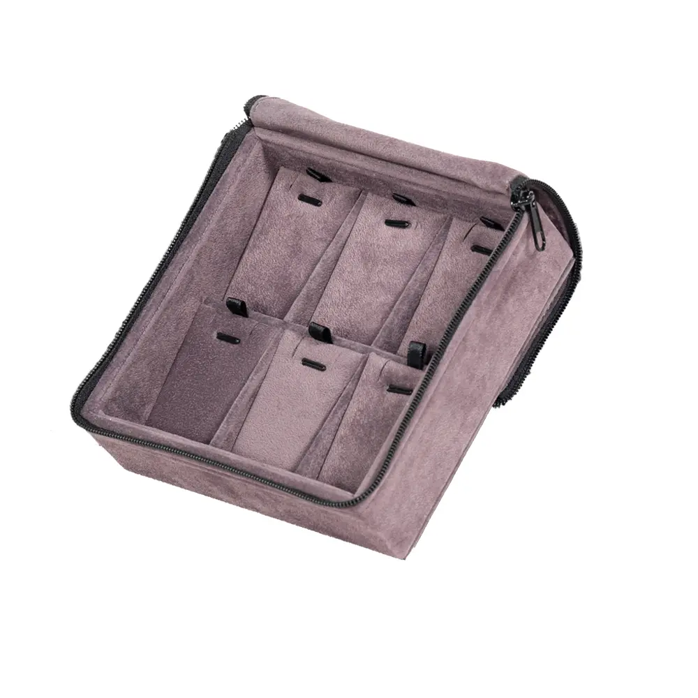 travel necklace organiser velvet open stand side view ZTRP82-DGIG