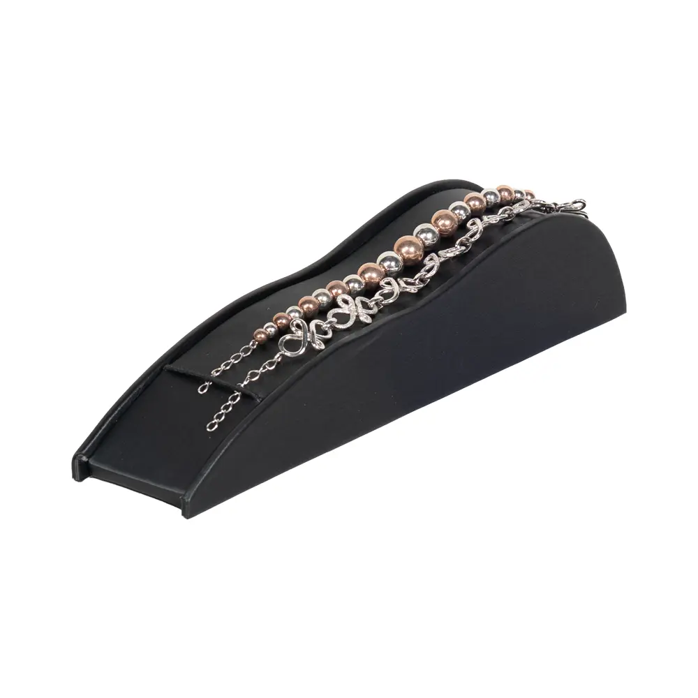 Bracelet Display Holder leatherette black angle view with jewellery BS91