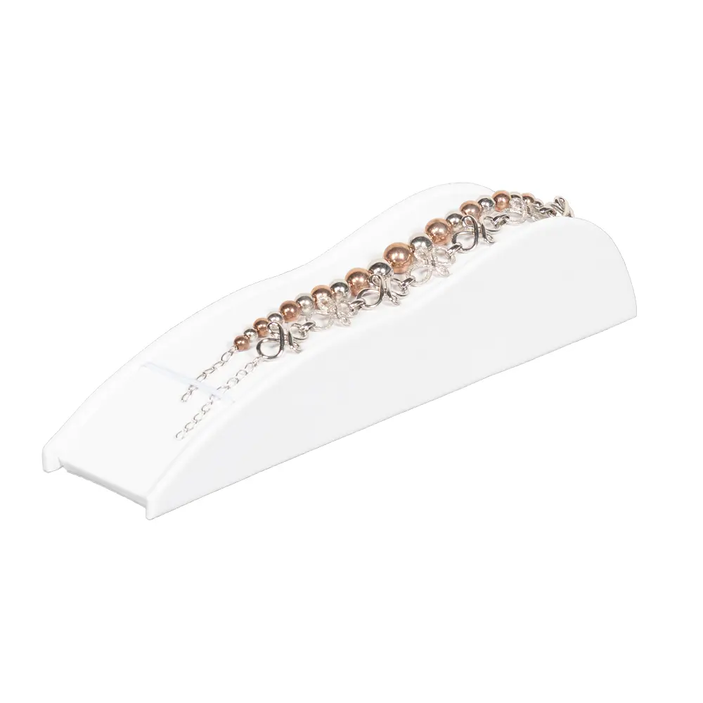 Bracelet Display Holder leatherette white angle view with jewellery BS91