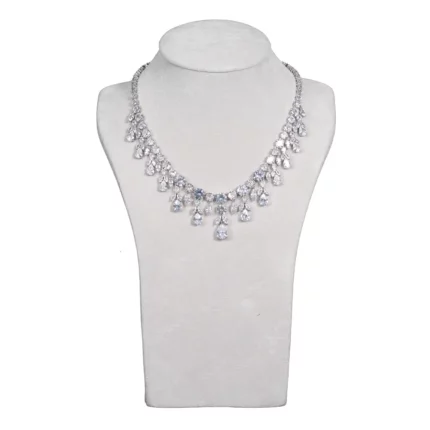 Jewelry Necklace Stand large grey velvet front with necklace NS83L